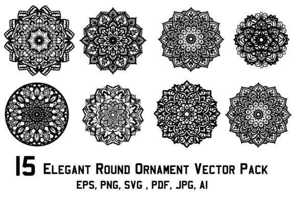 15 Elegant Round Ornament Vector Pack