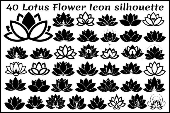 40 Lotus Flower Silhouette Bundle Yoga: A Versatile Design Resource for Creators