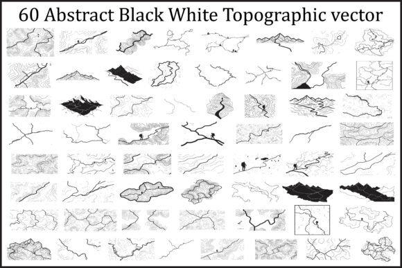 60 Abstract Black White Topographic Designs