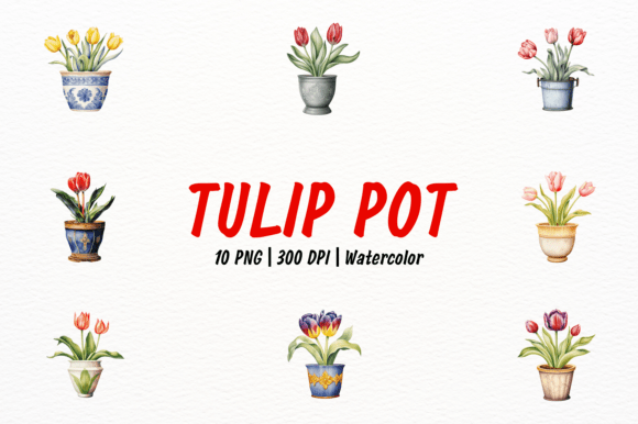 Bringing Spring to Life with Realistic Tulip in Vintage Pot Clipart