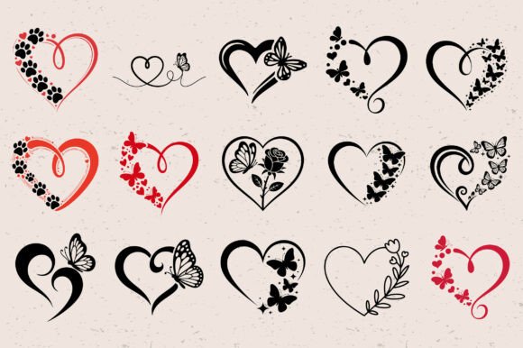 Butterfly Heart SVG Bundle for Valentine's