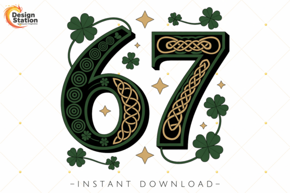 Celebrating Heritage and Luck: The 67 Celtic Number Shamrocks and Iris PNG