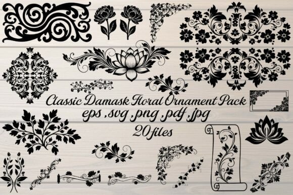Classic Damask Floral Ornament: Elevate Your Design