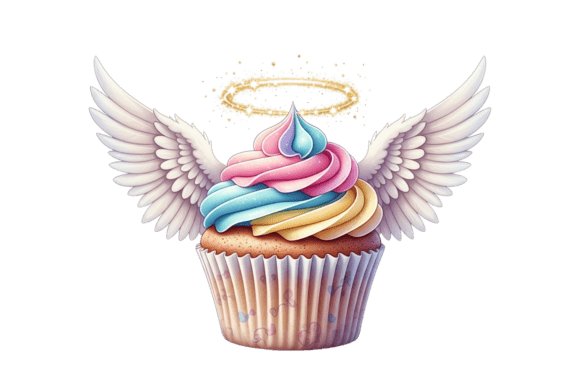 Colorful Cupcake Adorned with Rainbow Wi