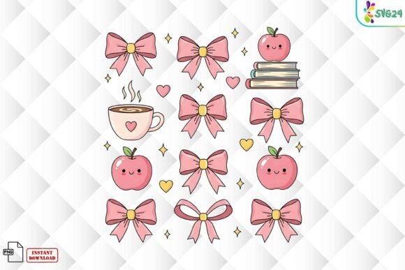 Cute Pink Bow Teacher Clipart PNG