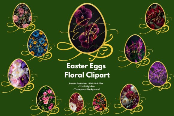Easter Eggs Floral Gold Outline PNG: A Practical Asset for Seasonal Design