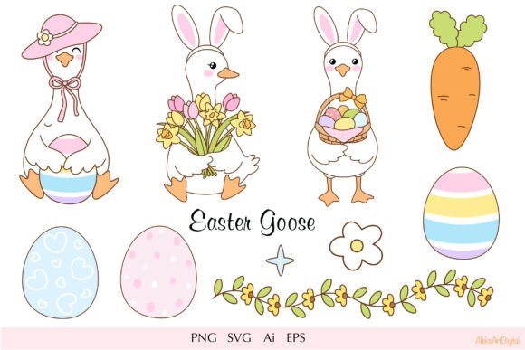 Easter Goose SVG Clipart for Spring Crafts
