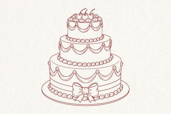 Elegant 3 Tier Wedding Cake SVG Design