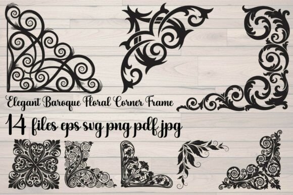 Elegant Baroque Floral Corner Frame