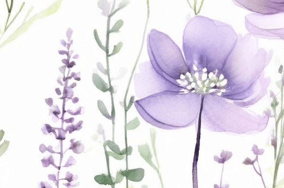 Elegant Watercolor Purple Wildflower Collection