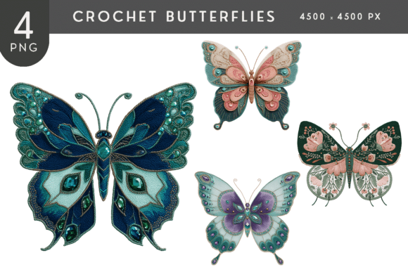 Elevating Digital Design with Crochet Style Butterfly PNG Artwork