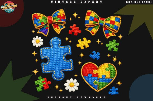 Evaluating the Puzzle Piece Set Crochet Yarn Faux PNG for Design Projects