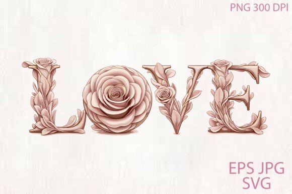 Floral Love Typography Design: Elevating Romantic Projects with Elegance