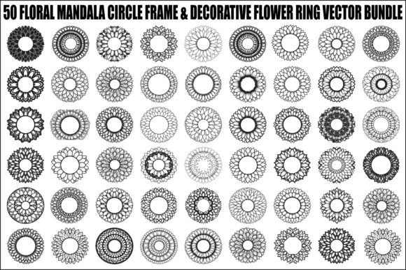 Floral Mandala Circle Frame Bundle