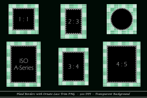 Green Plaid Border with Ornate Lace Trim: A Stylish Addition to Your Digital Projects