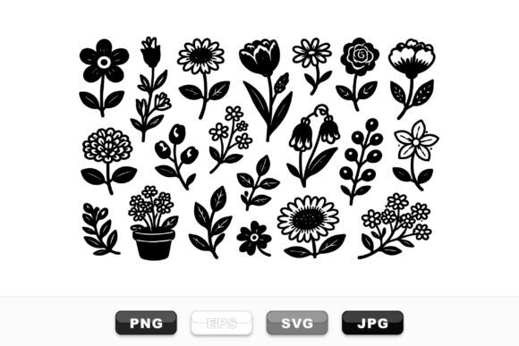 Hand Drawn Black Floral SVG Set: A Versatile Resource for Modern Designers