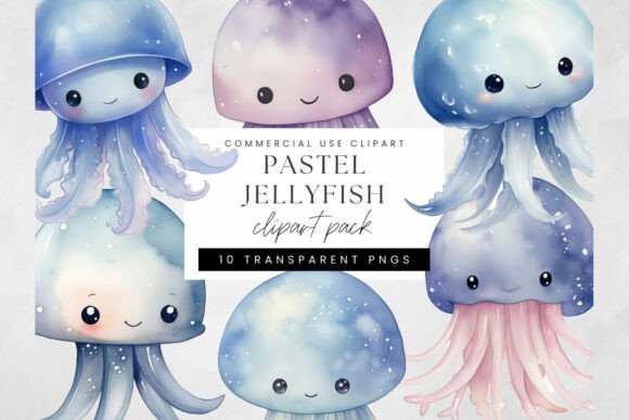 Pastel Jellyfish Clipart PNG Cute Ocean