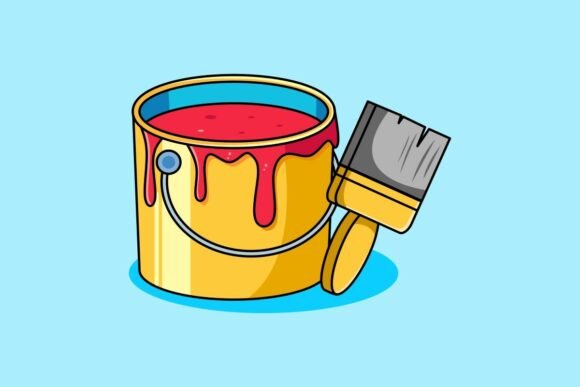 Red Paint Can and Brush: A Creative Essential