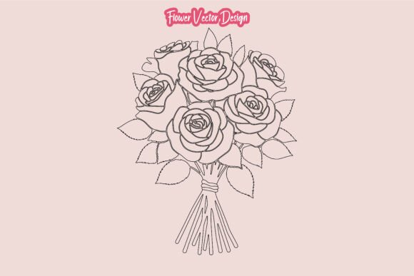 Rose Flower Bouquet Line Art: Versatile Design