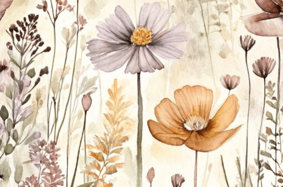Soft Neutral Watercolor Wildflower Collection