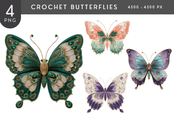 Unlocking Whimsy: The Art and Utility of Crochet Butterfly PNG Illustrations