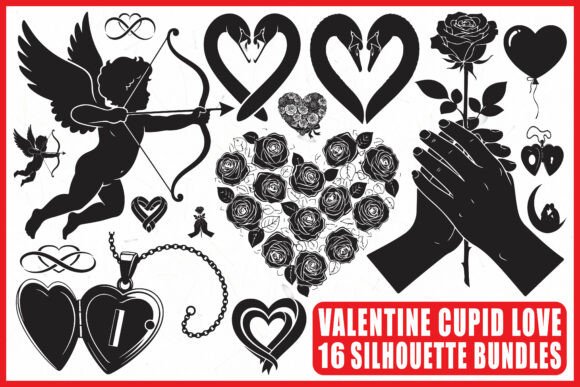 Valentine Cupid Love Silhouette Bundle