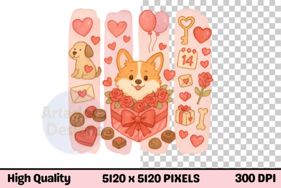 Valentine's Day Dog Brushstroke PNG