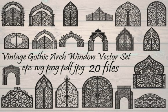 Vintage Gothic Arch Window Bundle