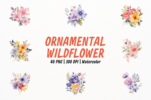 Watercolor Ornamental Flower Clipart